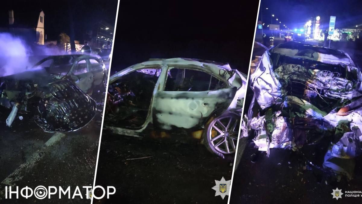 У Києві п'яний водій Lexus збив насмерть пішохода, а тоді врізався у стовп і мало не згорів