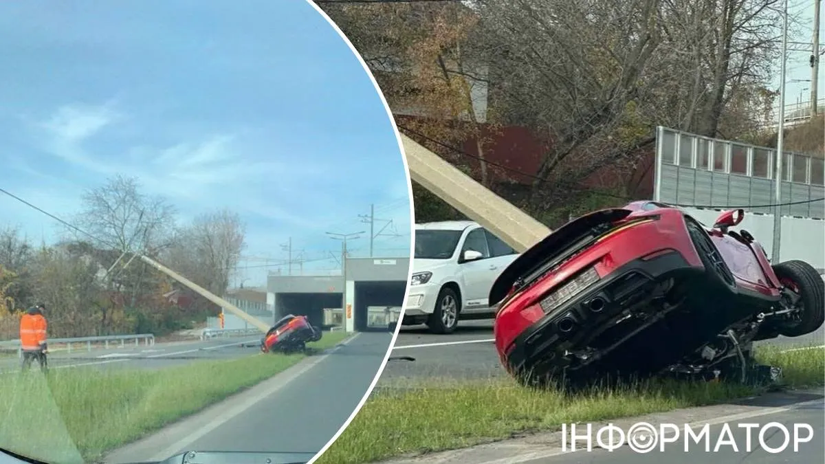 Гальма для боягузів: Porsche зніс стовп біля Подільсько-Воскресенського мосту у Києві