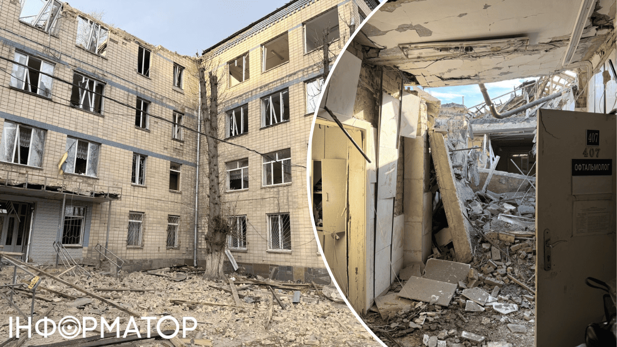 У центральній частині будівлі консультативно-діагностичного центру на Подолі залишилася без даху та останнього поверху У центральній частині будівлі консультативно-діагностичного центру на Подолі залишилася без даху та останнього поверху