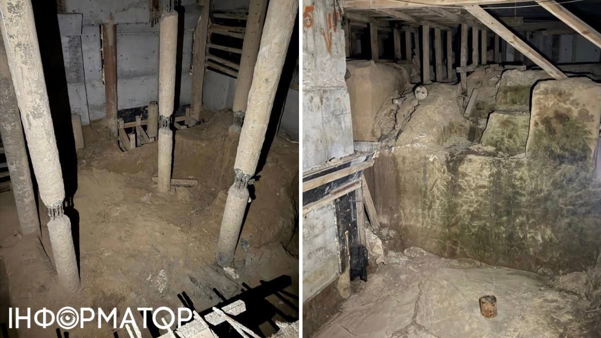 Кам'яні мури знайшлися на "-5" рівні під будівлею. Фото: Дмитро Перов Кам'яні мури знайшлися на "-5" рівні під будівлею. Фото: Дмитро Перов