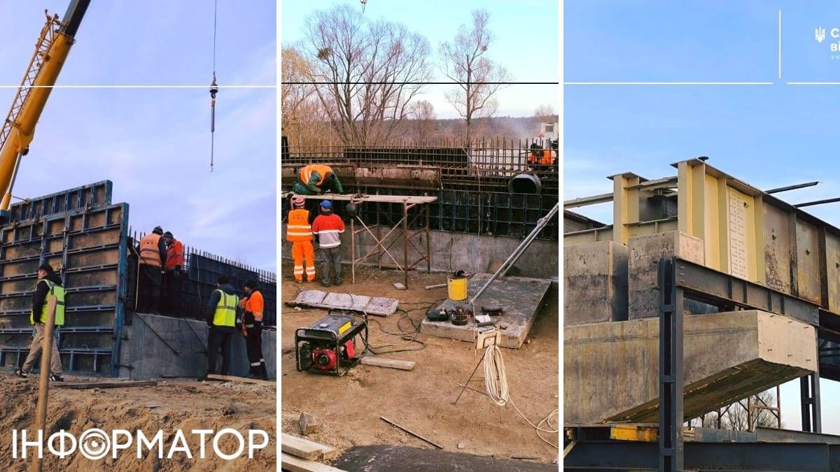 На Київщині ремонтують міст через Тетерів: вже є новий каркас та основа для опор