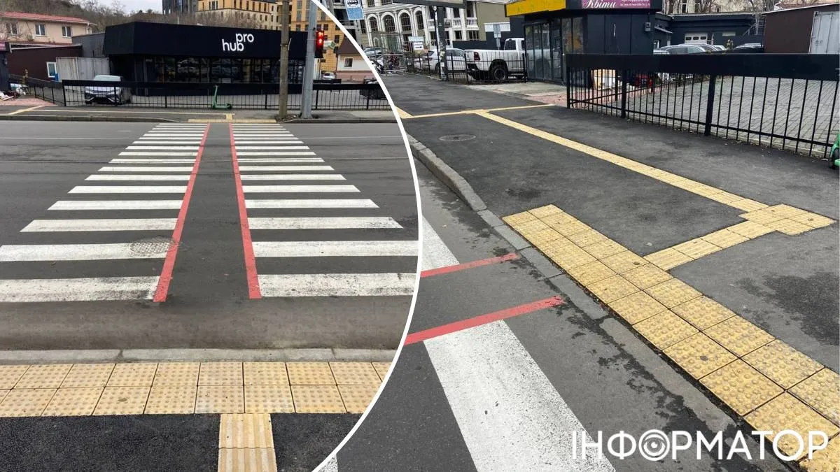 В Киеве открыли новый наземный переход: им будут пользоваться люди с недостатками зрения