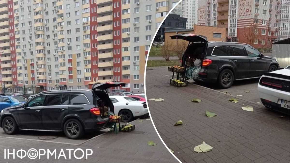 Докотилися: у Києві вже продають картоплю та яблука з багажника елітного Mercedes GLS