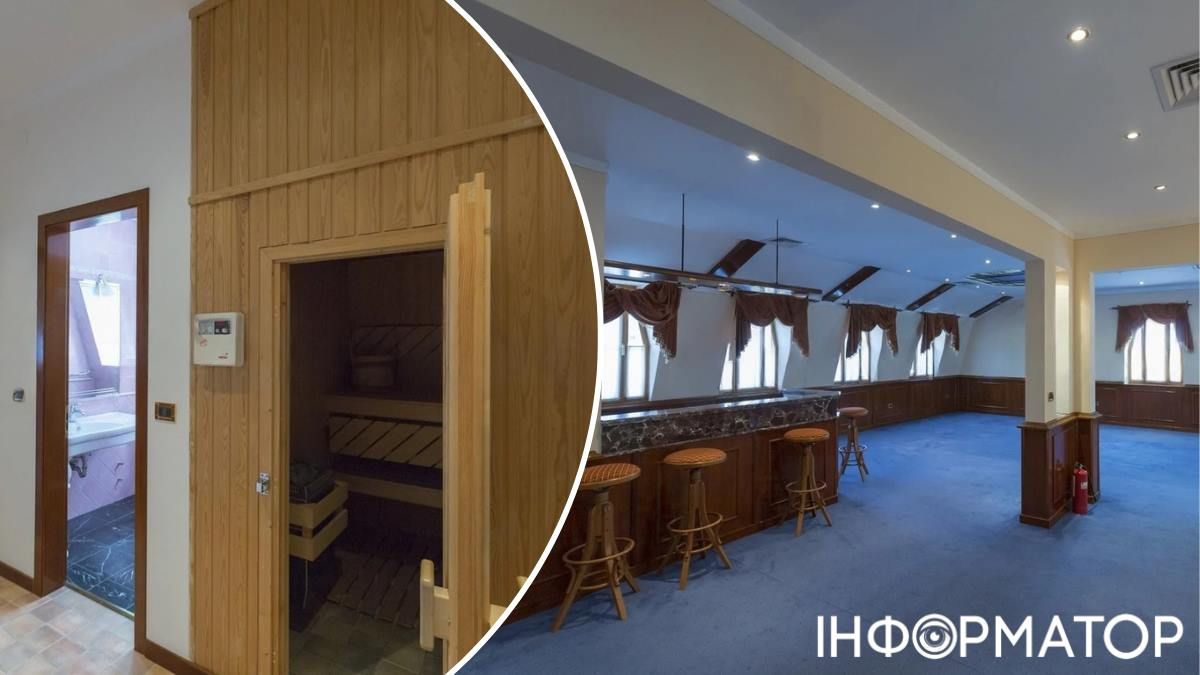 На третьому, мансардному, поверсі облаштована зона відпочинку: великий open space з барною стійкою, а також сауна