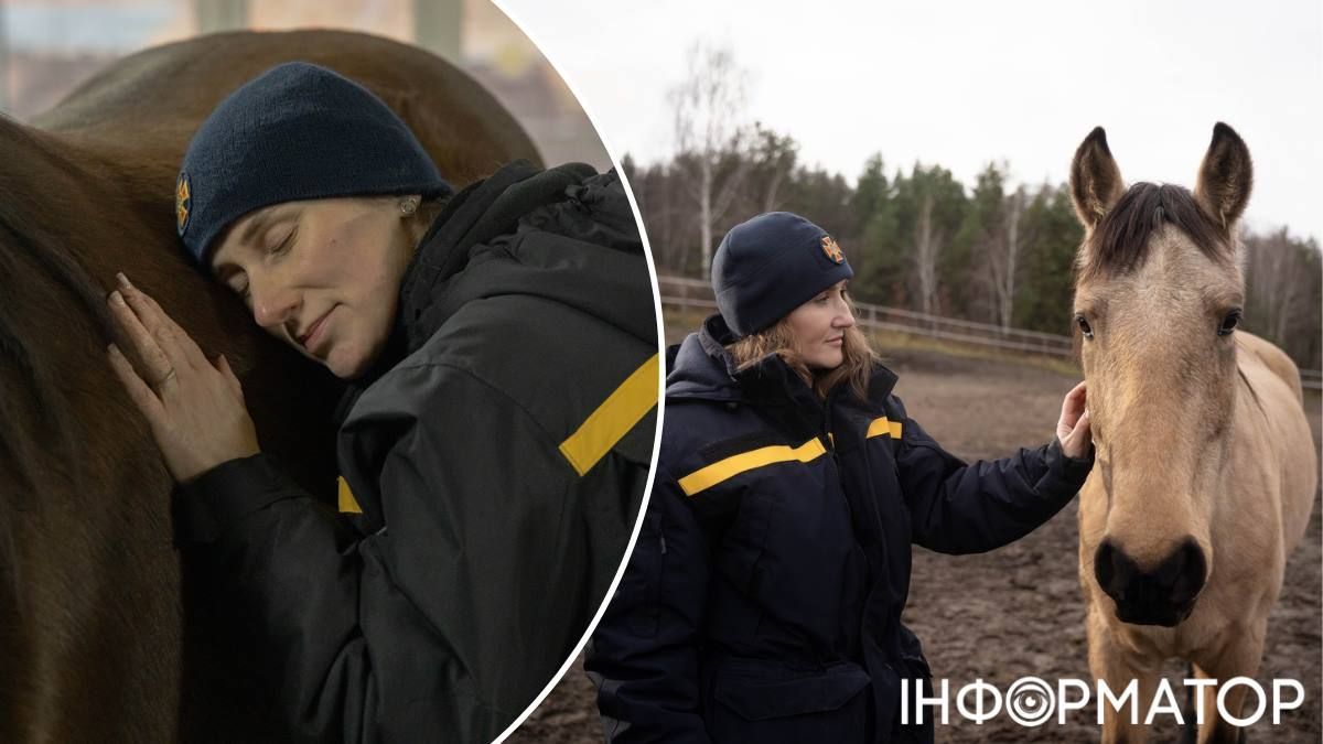 Для спасательниц общение с лошадьми стало новым опытом – и попыткой познать самих себя. Фото: ГУ ГСЧС в Киеве Для спасательниц общение с лошадьми стало новым опытом – и попыткой познать самих себя. Фото: ГУ ГСЧС в Киеве