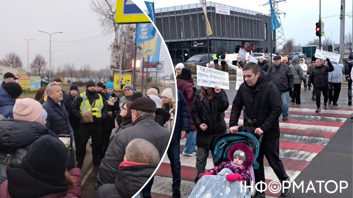 До мітингарів у Бучі вийшов мер Федорук, питання електрики для ЖК обіцяють вирішити покроково