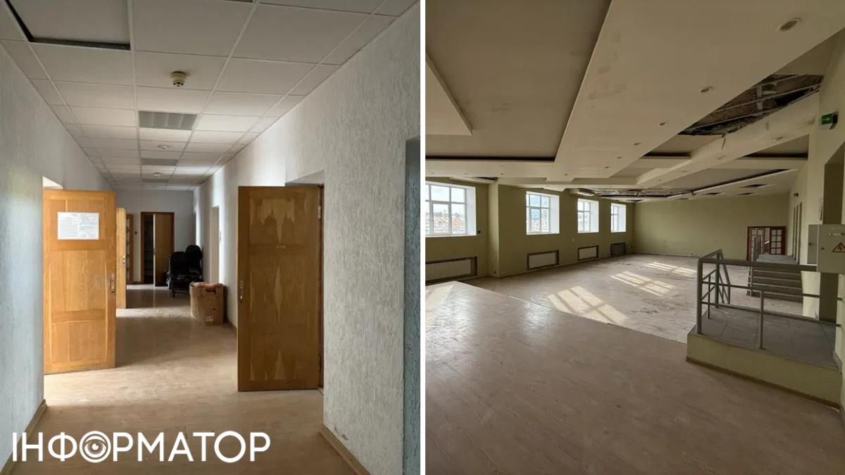 Всередині будівлі - офіси із застарілим морально ремонтом та "кабінетною" системою