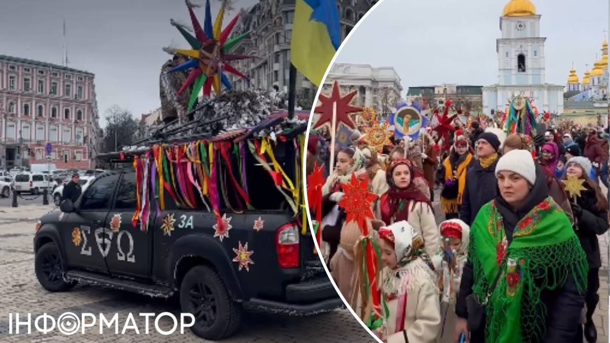 У голові колони їхав чорний позашляховик, "обладнаний" потужними колонками