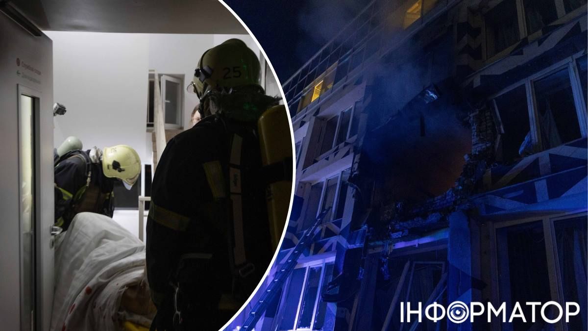 З будівлі клініки, у фасаді якої зяє діра, евакуювали 25 хворих - тепер їх лікуватимуть у інших медзакладах столиці. Фото: ДСНС