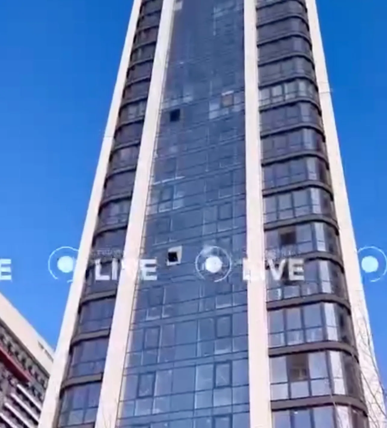 Одна з новобудов ЖК Great: добре видно пошкоджені вікна. Скрін з відео Novyny.Live Одна з новобудов ЖК Great: добре видно пошкоджені вікна. Скрін з відео Novyny.Live