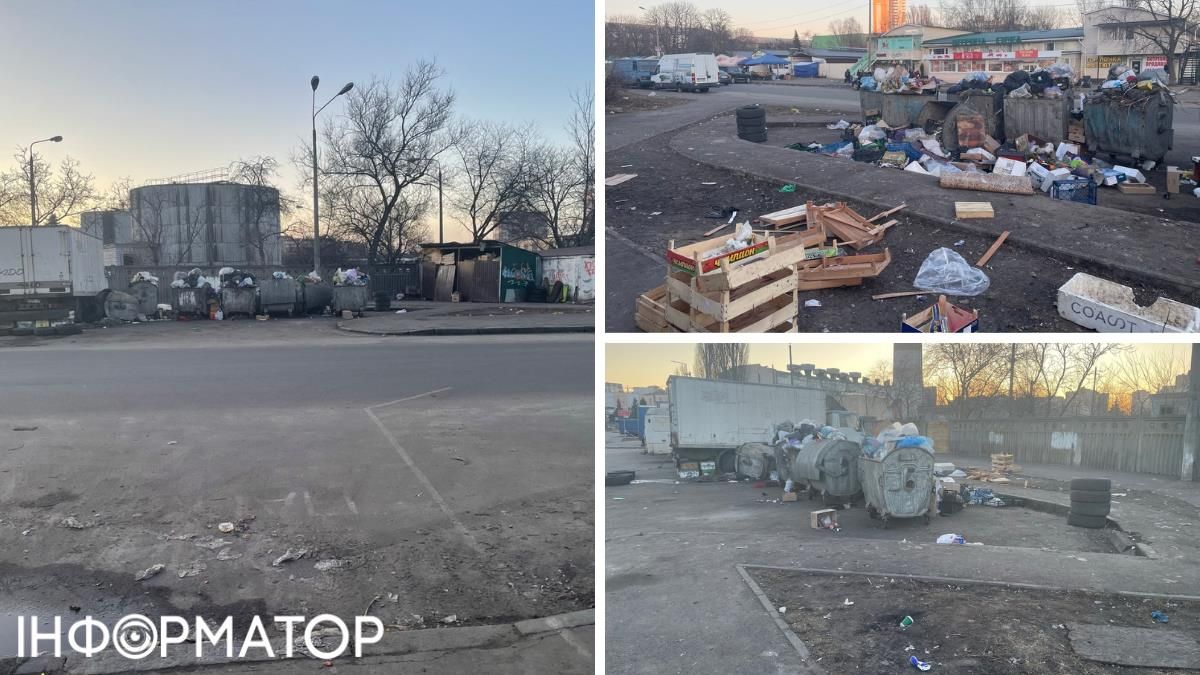 Найжахливішою є ситуація зі сміттям біля риночку по просп. Порика: здалеку все виглядає ніби й пристойно, але варто лише зазирнути за самі сміттєві баки - й відкривається жахлива картина