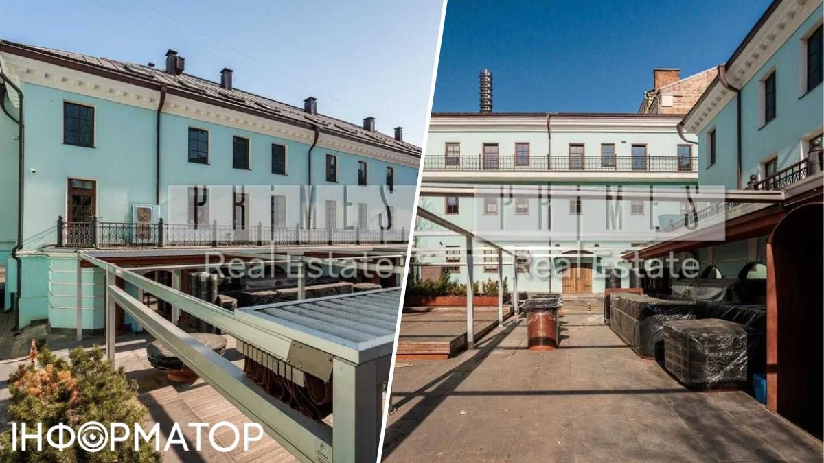 У дворі садиби - чимала тераса, є й місця для паркування. Фото рієлторської агенції Primes