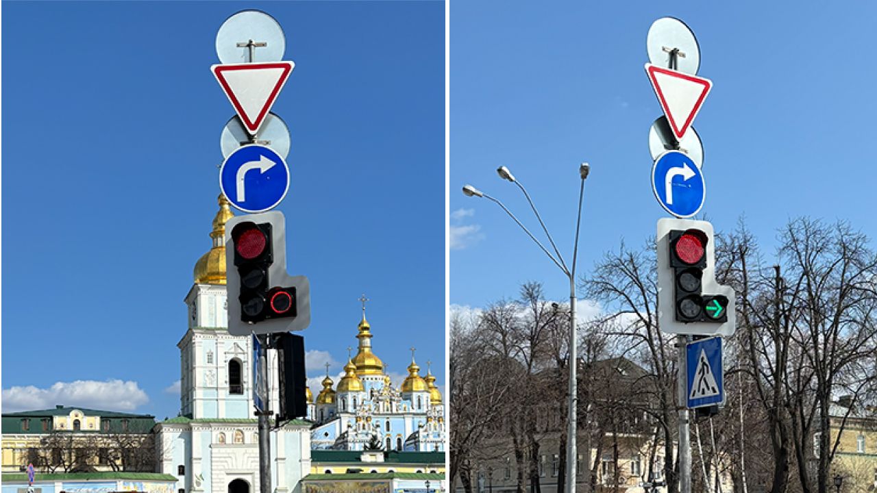 Новий світлофор на Михайлівській площі