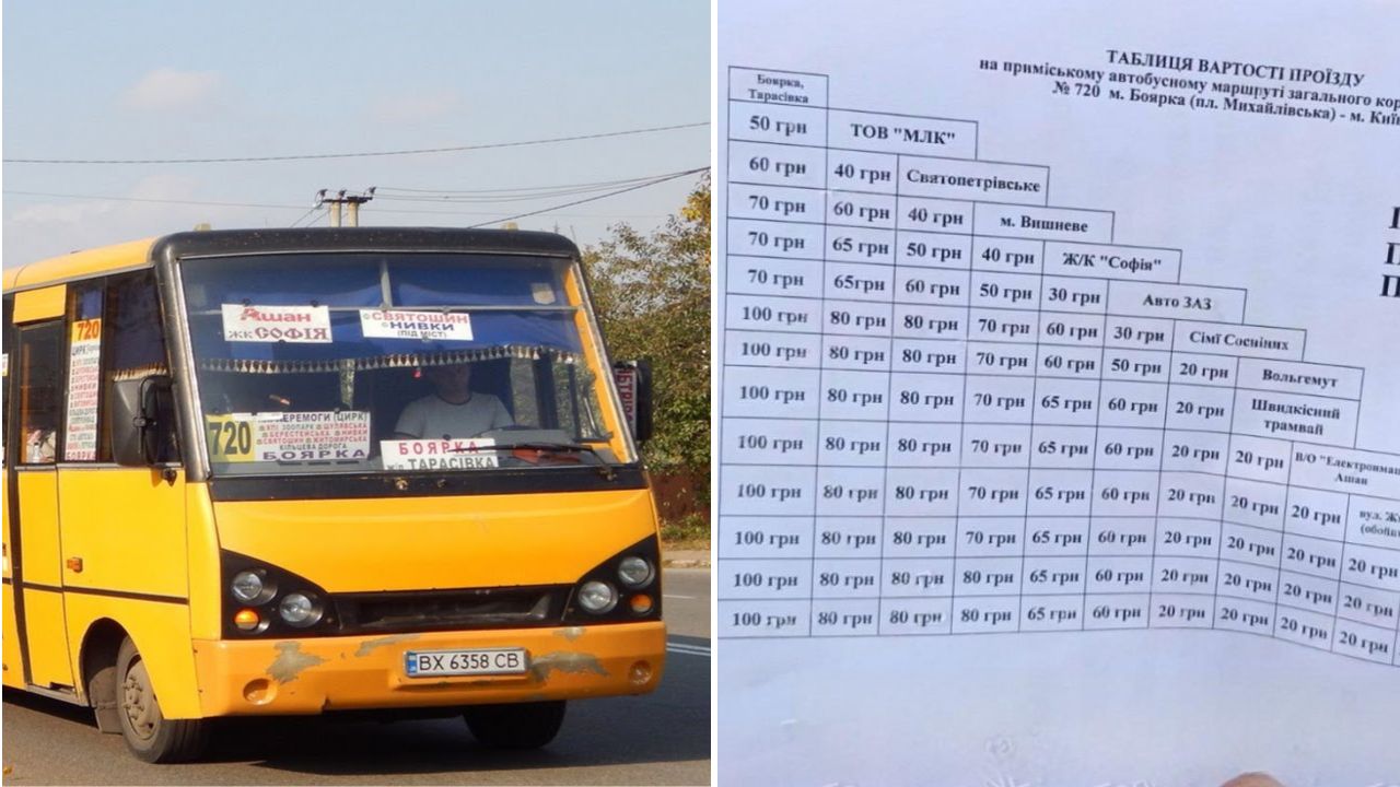 маршрутка пригорода Киев тариф