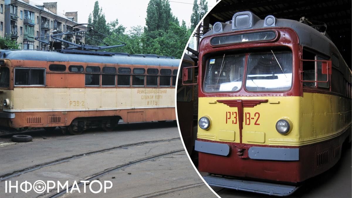 На фото зліва трамвай знятий у Дарницькому депо в 1990 році. Фото: transphoto.org, ThomasEFischer та Seriy