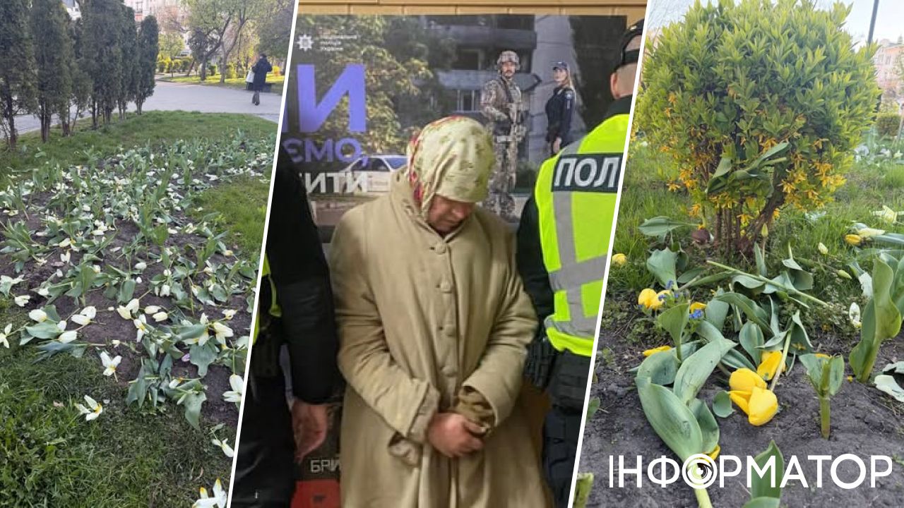 Знадобилася бригада психіатрів: копи таки затримали навіжену бабцю, що руйнувала клумби у Києві