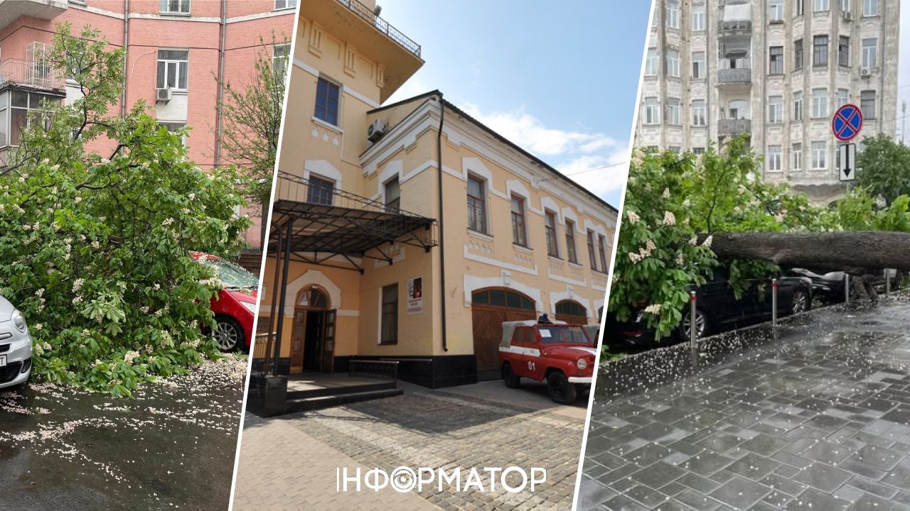 Оце гепнуло - на Подолі, біля  Музею Чорнобиль , величезний каштан розтрощив чотири автівки