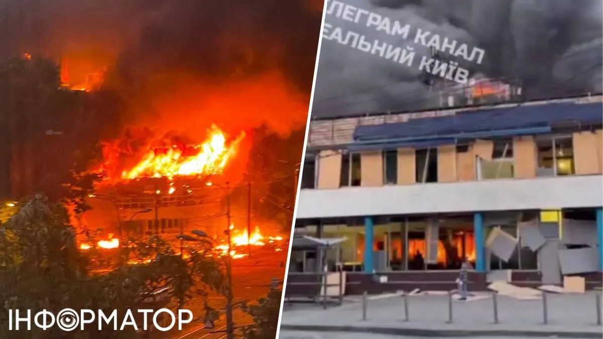 Пылает ТЦ "Квадрат" на Лукьяновке, а заодно с ним - и часть станции метро