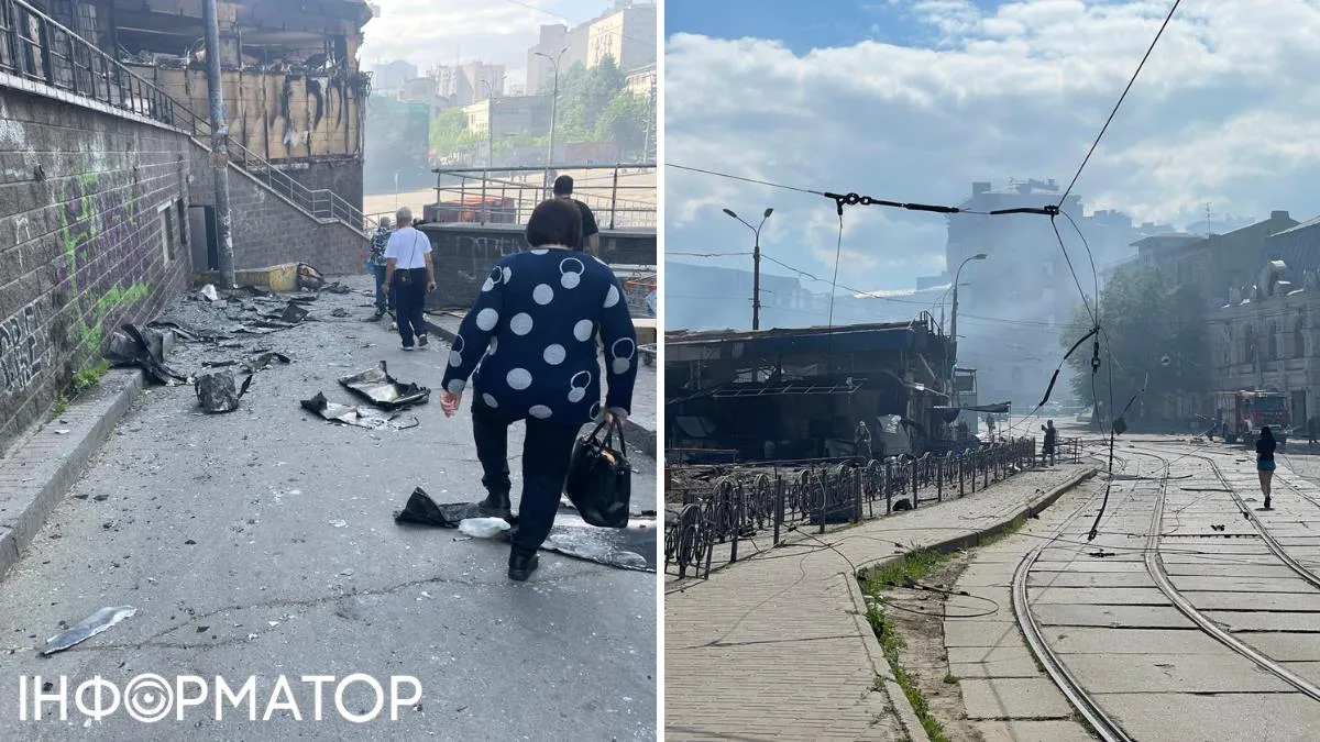 Попри згарище й дим, Лук'янівська лишається важливим хабом - а ще, зранку подивитись на наслідки прийшло багато місцевих мешканців Попри згарище й дим, Лук'янівська лишається важливим хабом - а ще, зранку подивитись на наслідки прийшло багато місцевих мешканців