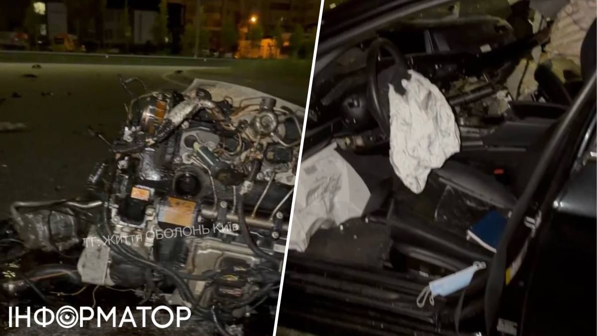 Двигун авта лишився лежати на асфальті, а всередині салон сильно деформувався
