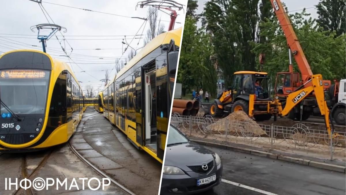 На Дарниці через прорив труб опалення зупинили два трамвайних маршрути - може бути надовго