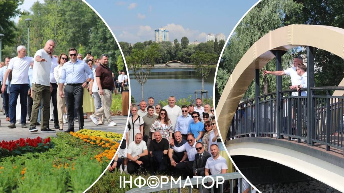 Кличко відкрив сквер на Оболоні з литовським містком - взяв з собою найближчих друзів