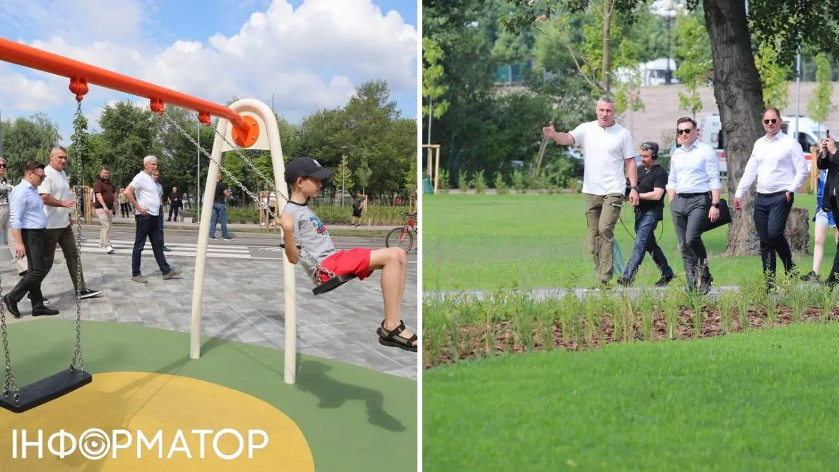 Поки шановна делегація крокувала доріжками парку, - дітлахи вже із задоволенням "освоїли" дитячий майданчик
