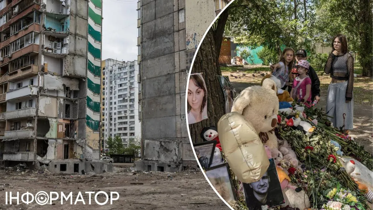 Подъезд дома возле ст. Харьковская, где Маша погибла с семьей. Одноклассники принесли в импровизированный мемориал детские игрушки и фотографии с подругой. Фото: