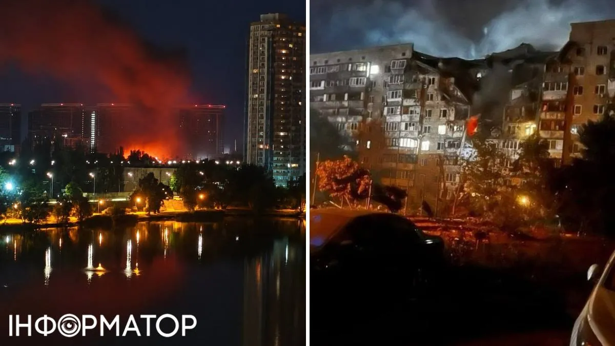 Наслідки прильотів: зліва - ЖК GREAT на Дарниці, справа - та сама 9-поверхівна на Подолі
