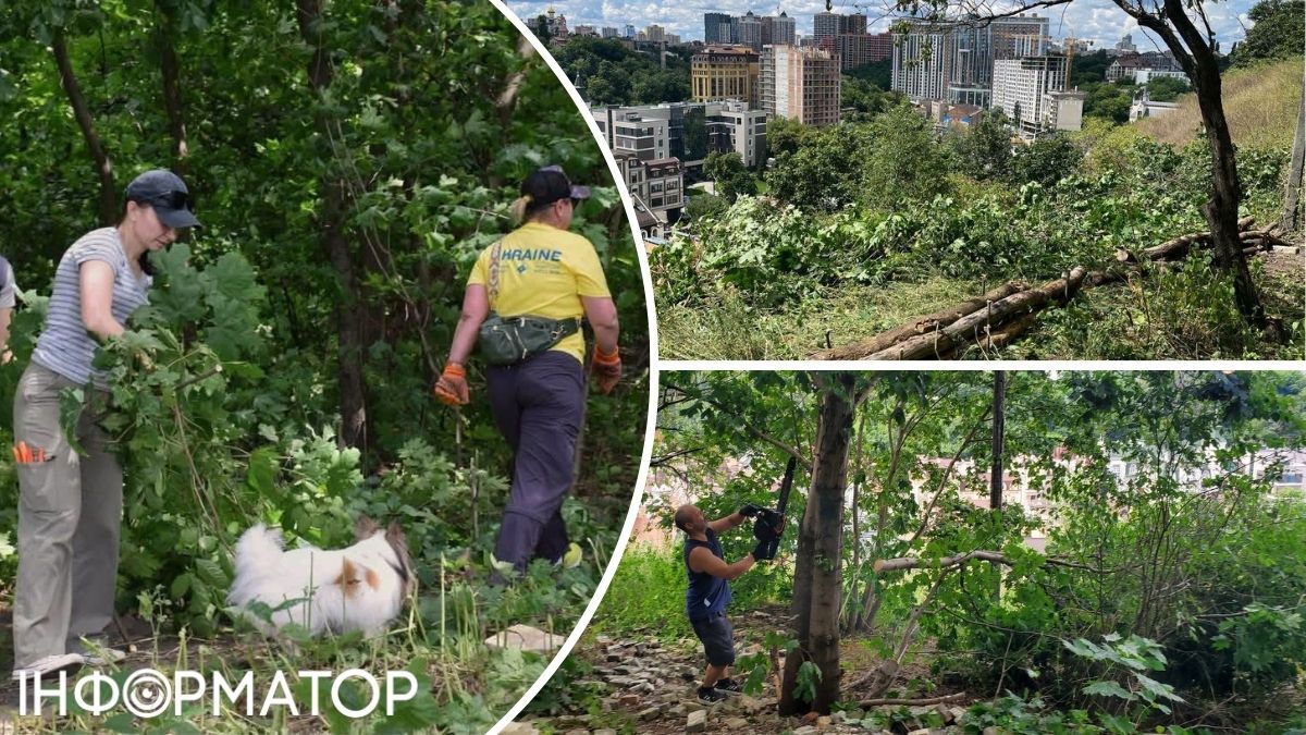 В Киеве волонтеры очистили Замковую гору и открыли новую смотровую площадку с панорамным видом