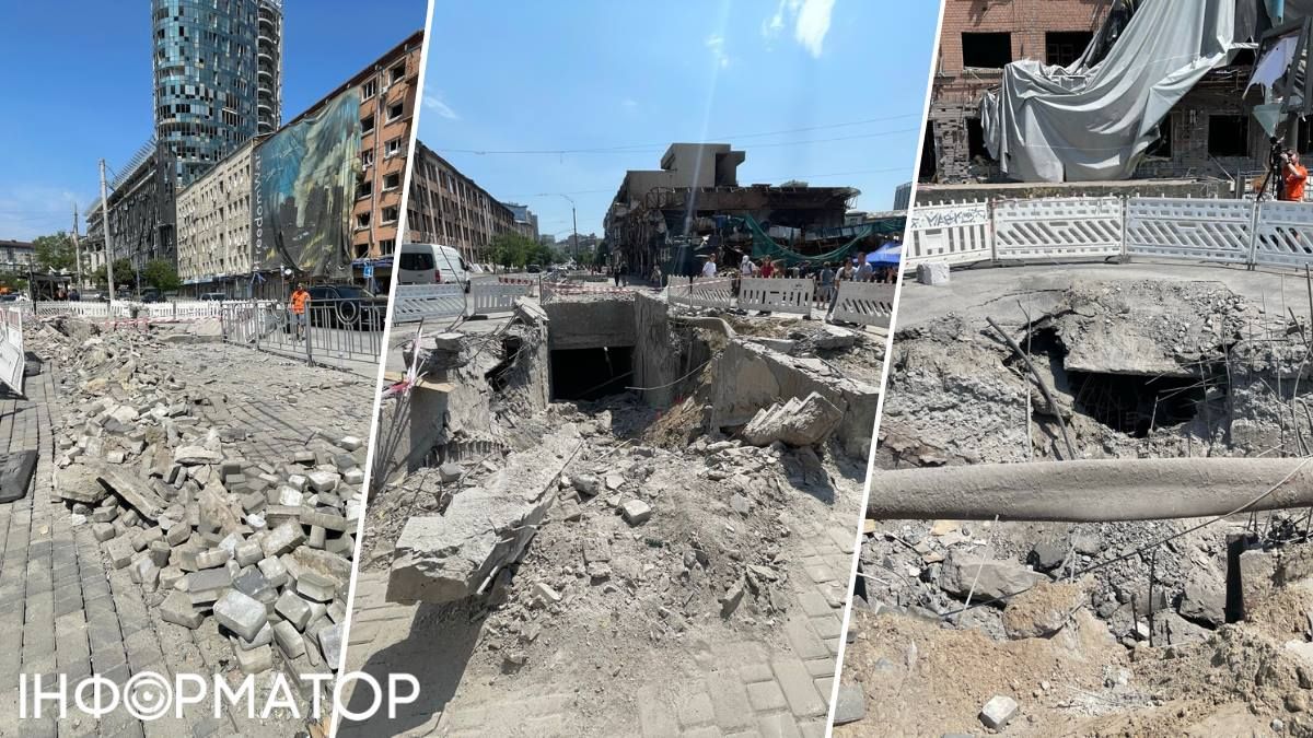 Один з ракетних ударів прийшовся по підземному переходу поряд зі ст.м. Лук'янівська Один з ракетних ударів прийшовся по підземному переходу поряд зі ст.м. Лук'янівська