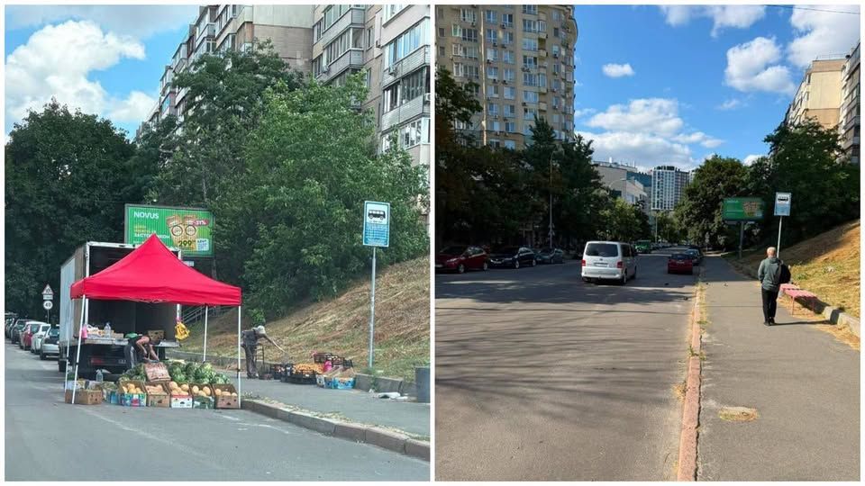 Точка стихийной торговли убрана в Голосеевском районе. Торговля