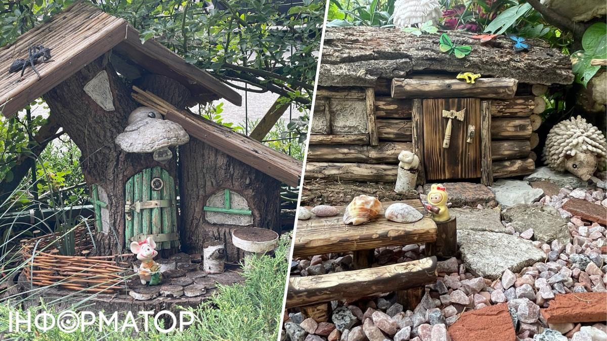 Інсталяцію з будиночками казкових персонажів створила мешканка будинку, у дворі якої та розташована Інсталяцію з будиночками казкових персонажів створила мешканка будинку, у дворі якої та розташована