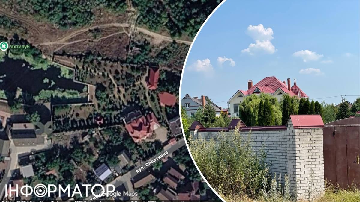 Трехэтажная усадьба Александра Супруненко расположена в самом конце длинного "языка" залива, простирающегося от Десенки - его видно дело. Скриншот из Google Maps Трехэтажная усадьба Александра Супруненко расположена в самом конце длинного "языка" залива, простирающегося от Десенки - его видно дело. Скриншот из Google Maps