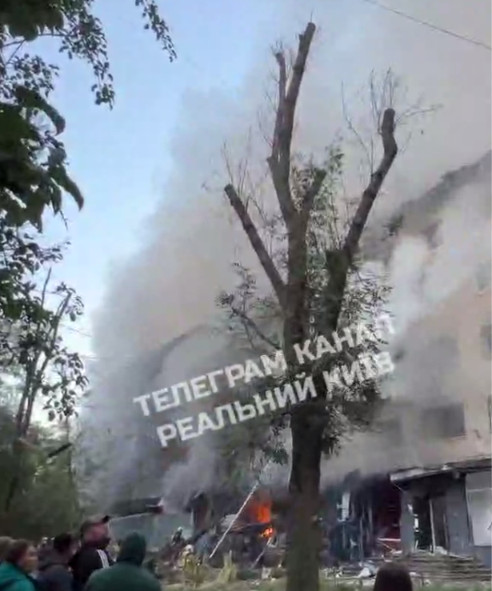 Шахед попал в дом в Соломенском районе. Скриншот шахед попал в дом в Соломенском районе