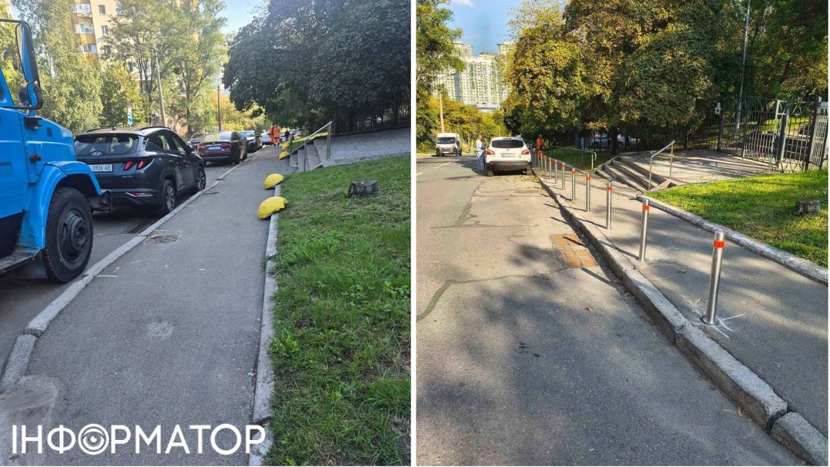 У Києві закрили від паркунів вулицю вздовж Солом'янського парку біля модного ресторану Сохо Парк