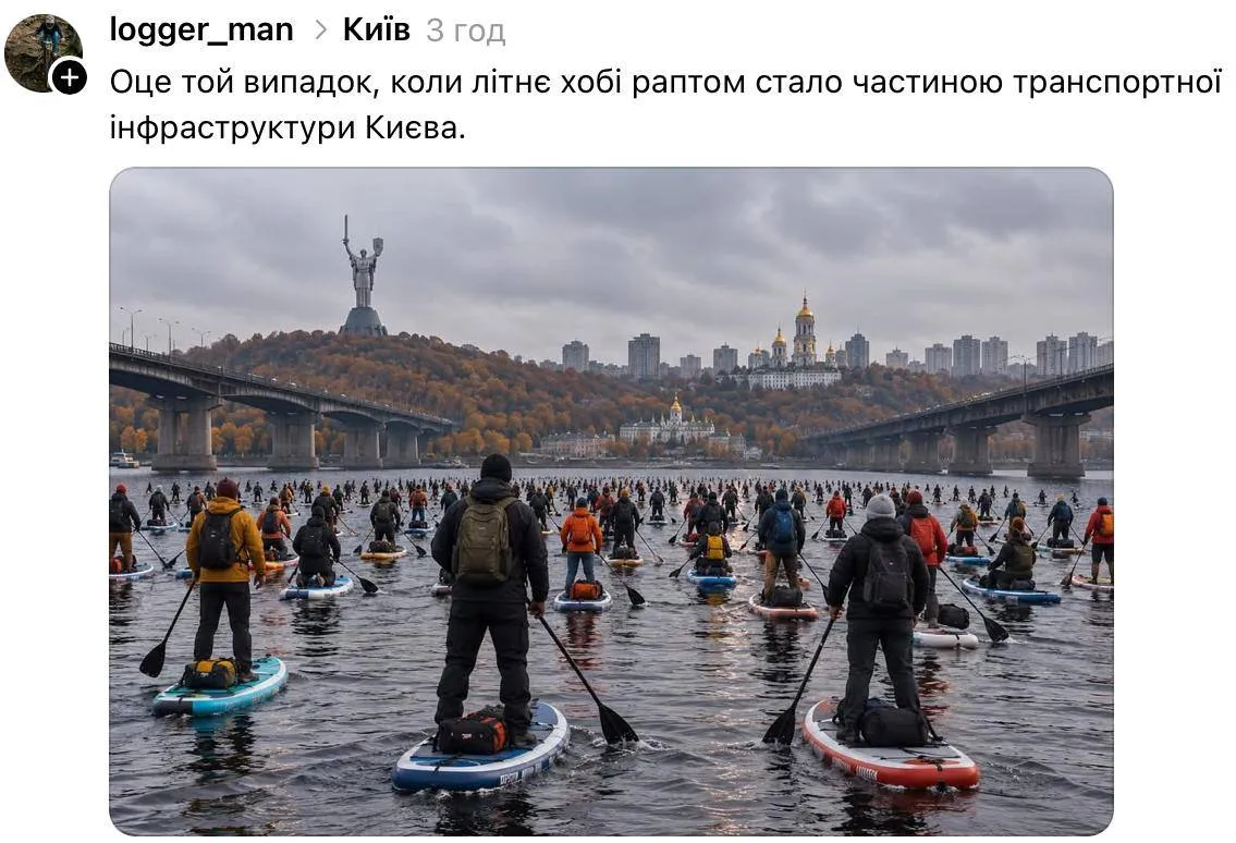 Для кого-то SUP – способ релакса, а для киевлян это транспортное средство