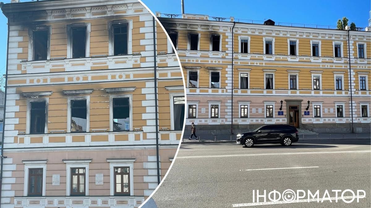 Фасад споруди підкопчений, в ньому немає частини вікон - але критичними ці пошкодження назвати не можна