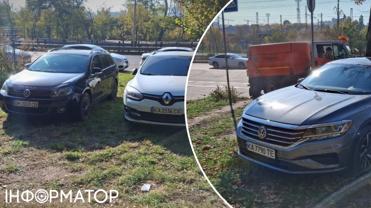 авто на газоне