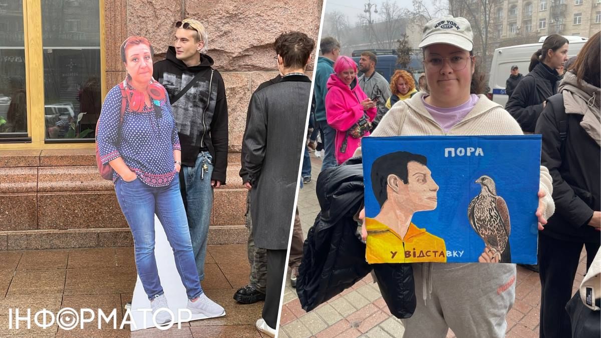 На мітинг принесли Tik-Tok знаменитість, скажену Оксану, роздруковану в форматі "один до одного", і ще креативний плакат з кадром із старої політичної реклами На мітинг принесли Tik-Tok знаменитість, скажену Оксану, роздруковану в форматі "один до одного", і ще креативний плакат з кадром із старої політичної реклами