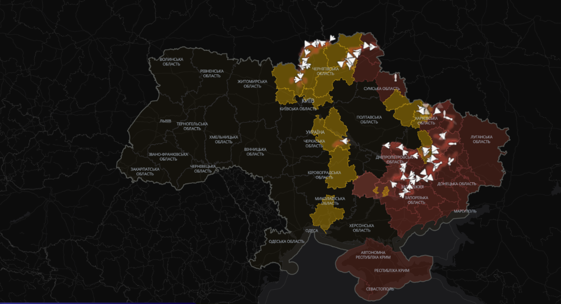 карта движения вражеских дронов и ракет Приложение Воздушная Тревога
