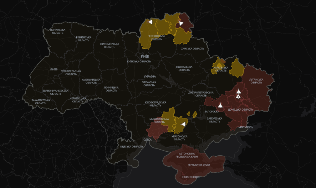 карта руху ворожих дронів та ракет застосунок Повітряна Тривога