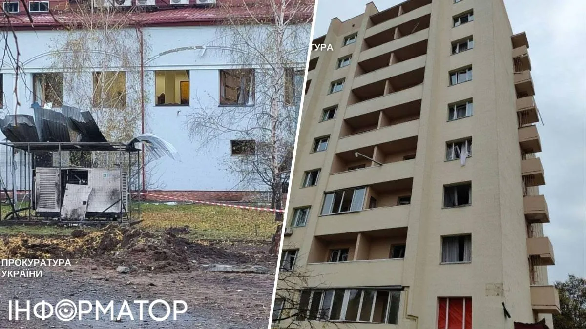 Здания кампуса, поврежденные вражеской атакой поздно вечером 26 октября Здания кампуса, поврежденные вражеской атакой поздно вечером 26 октября