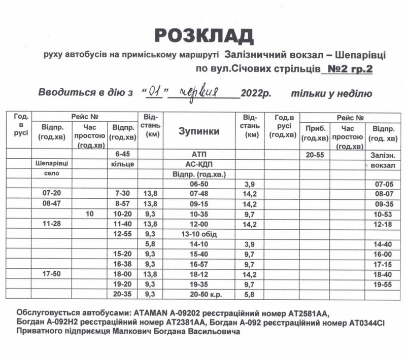 Маршрут 2А більше не курсуватиме по Коломийській ТГ 1