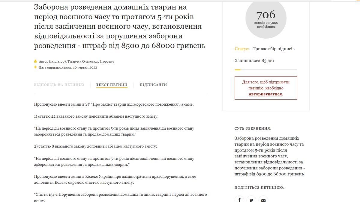 Юрист вимагає заборонити розведення і продаж домашніх тварин в часі війни 1