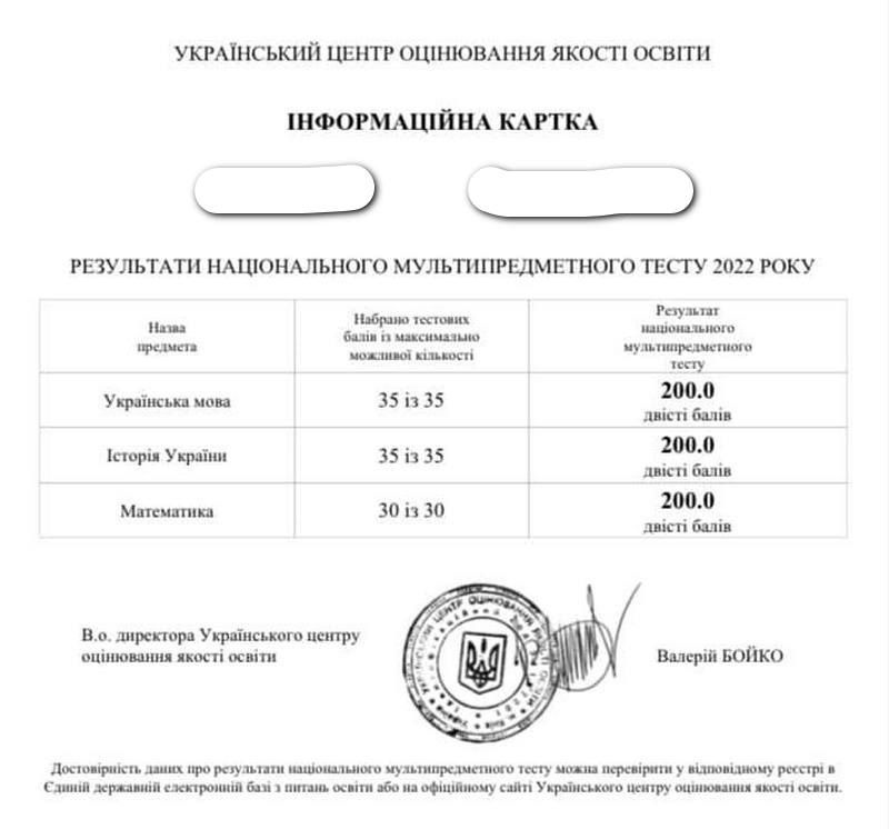 Коломийська ліцеїстка склала мультитест з найвищим результатом 1