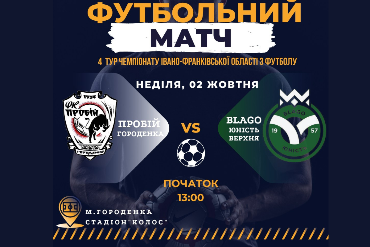 Футбольні клуби "Пробій" та "Blago" зустрінуться у поєдинку 1