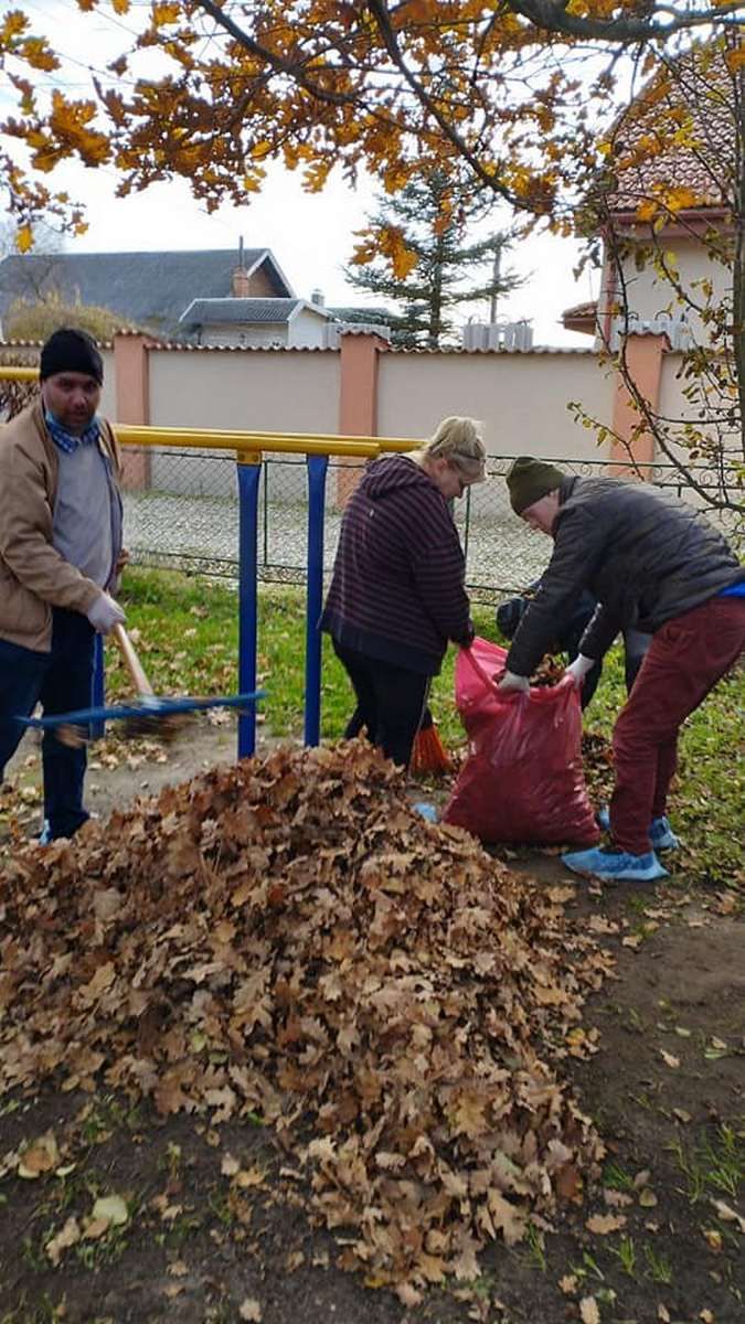 Працетерапія: коломийська молодь з інвалідністю громадить листя 3