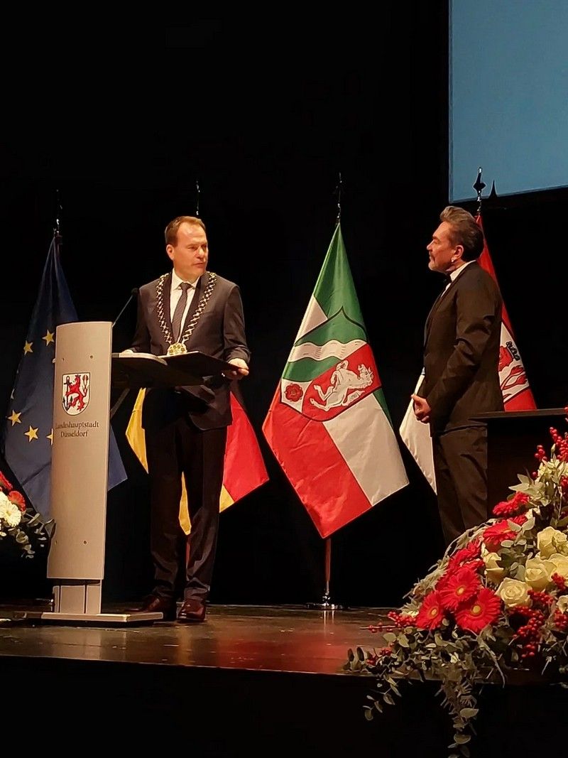 Юрій Андрухович отримує премію Гайнріха Гайне, Дюссельдорф.Фото зі сторінки Андрія Любки