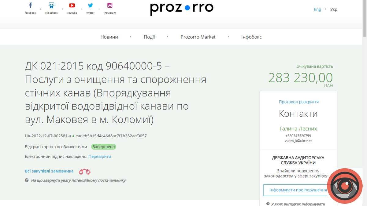 У Коломиї дві канави почистять за 559 тис грн 1